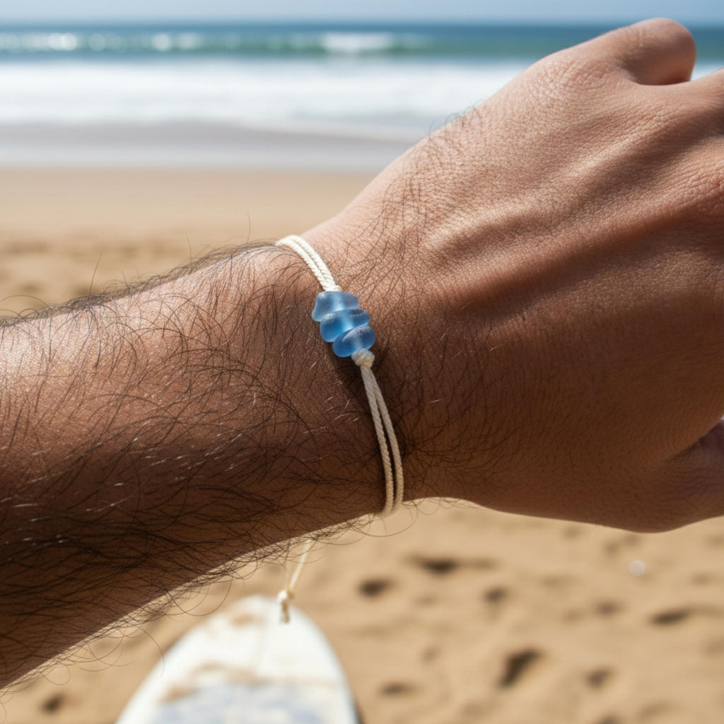 Sea Glass Waxed Cord Bracelet
