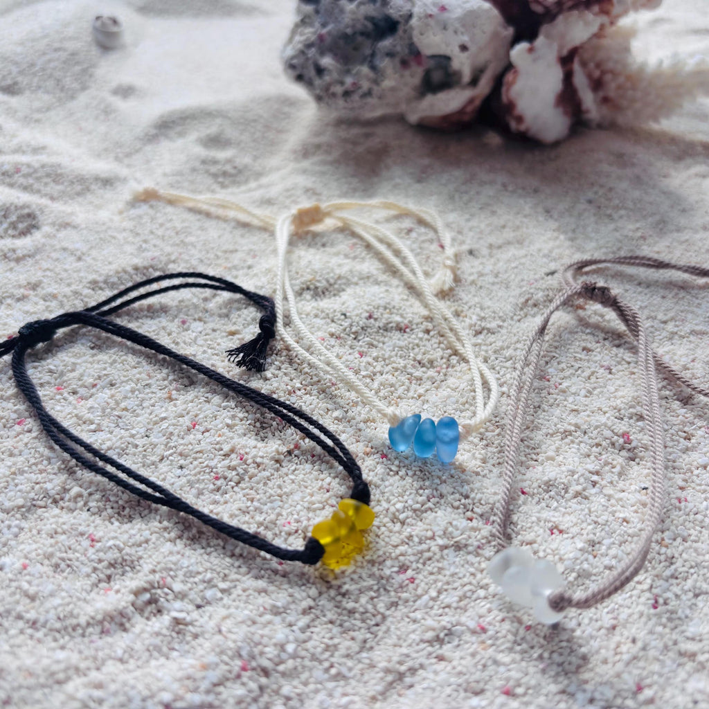 Sea Glass Waxed Cord Bracelet