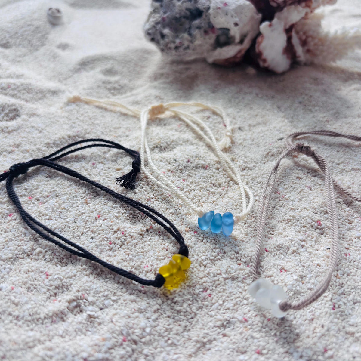 Sea Glass Waxed Cord Bracelet