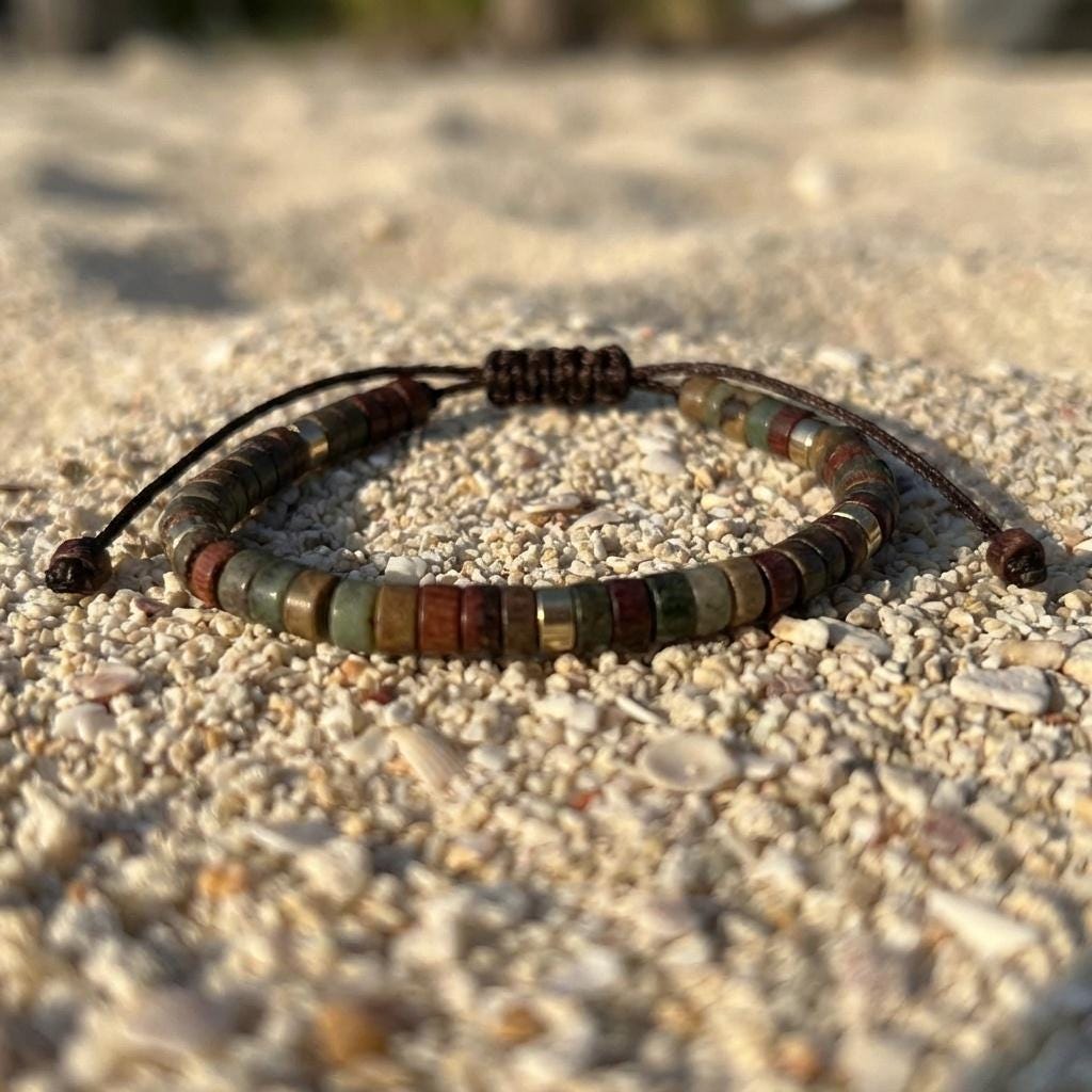 Jasper Disc Bead Macrame Bracelet