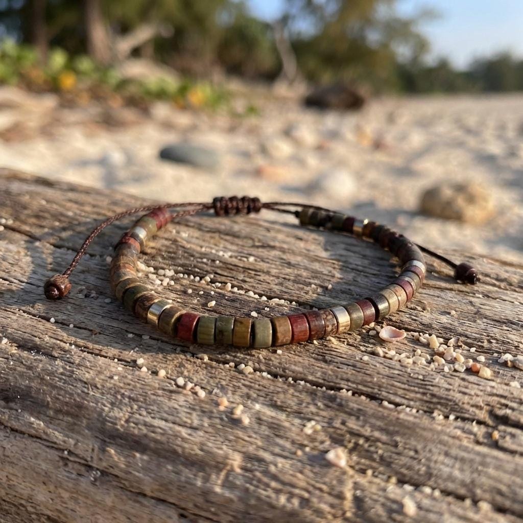 Jasper Disc Bead Macrame Bracelet