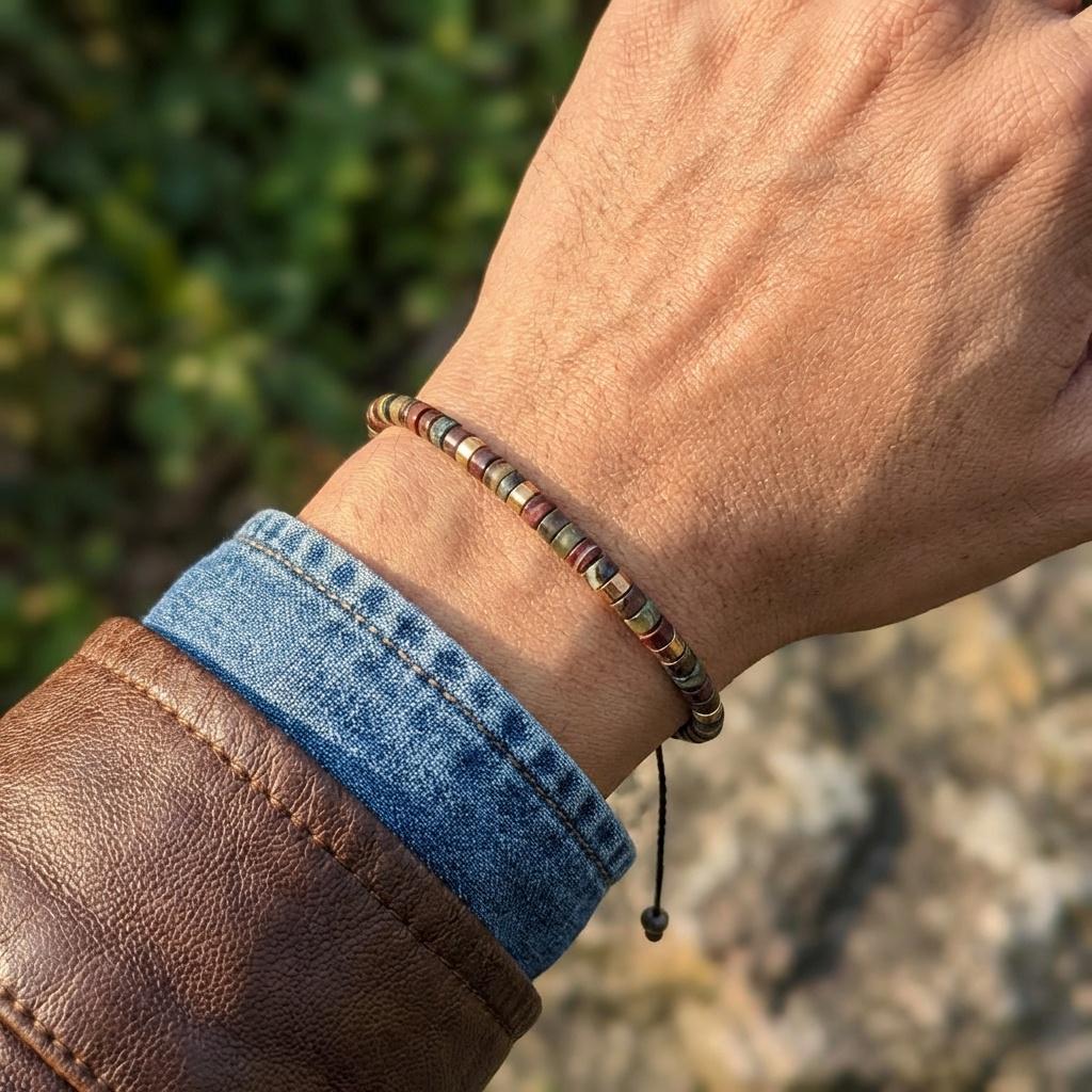 Jasper Disc Bead Macrame Bracelet