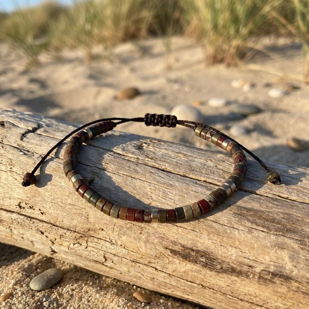 Jasper Disc Bead Macrame Bracelet
