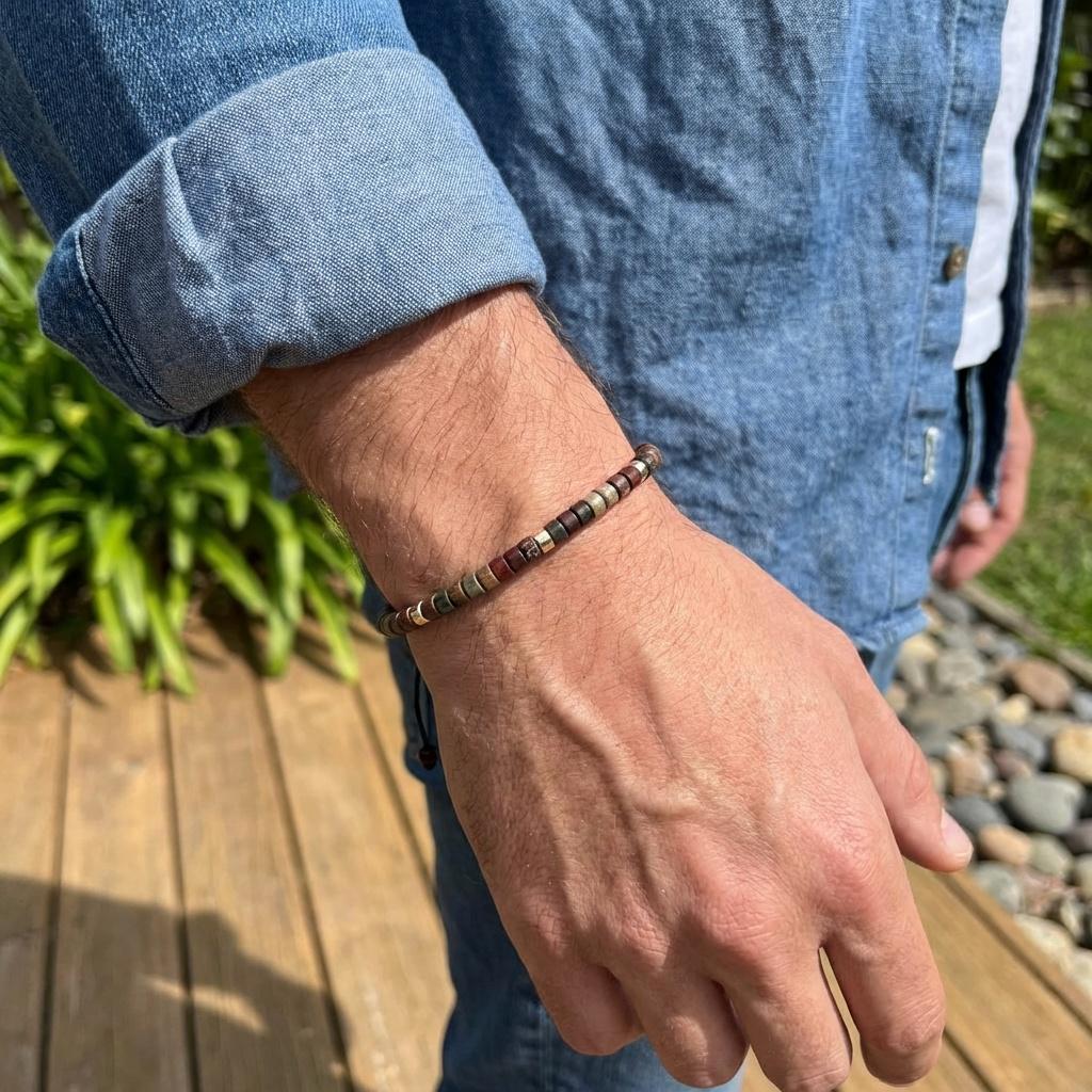 Jasper Disc Bead Macrame Bracelet