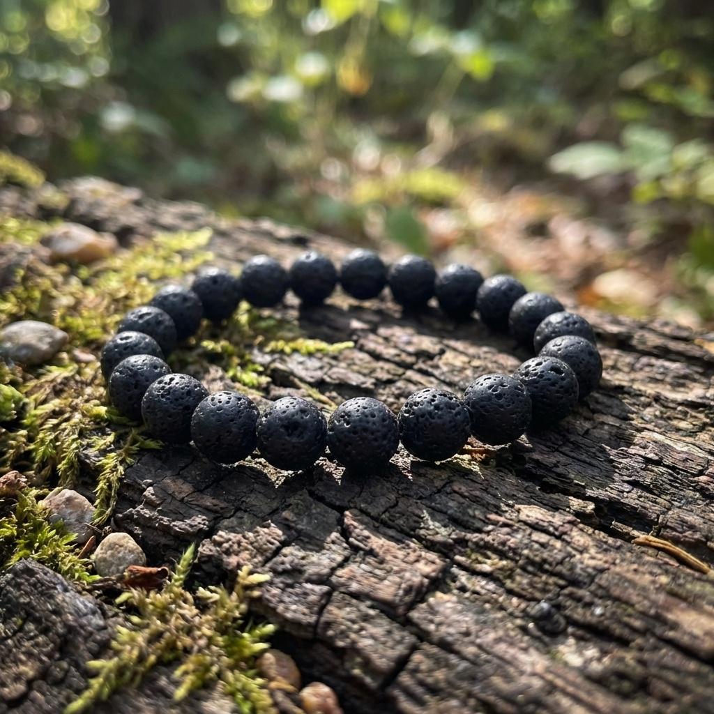 Black Lava Stone Bead Bracelet