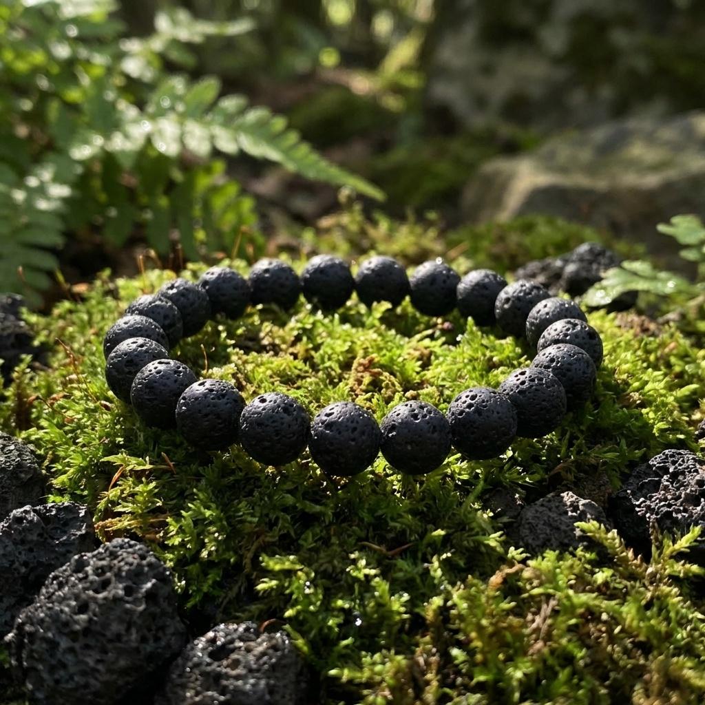 Black Lava Stone Bead Bracelet
