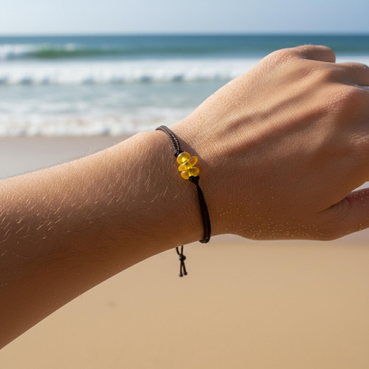 Sea Glass Waxed Cord Bracelet