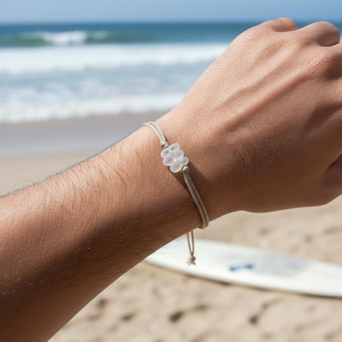 Sea Glass Waxed Cord Bracelet
