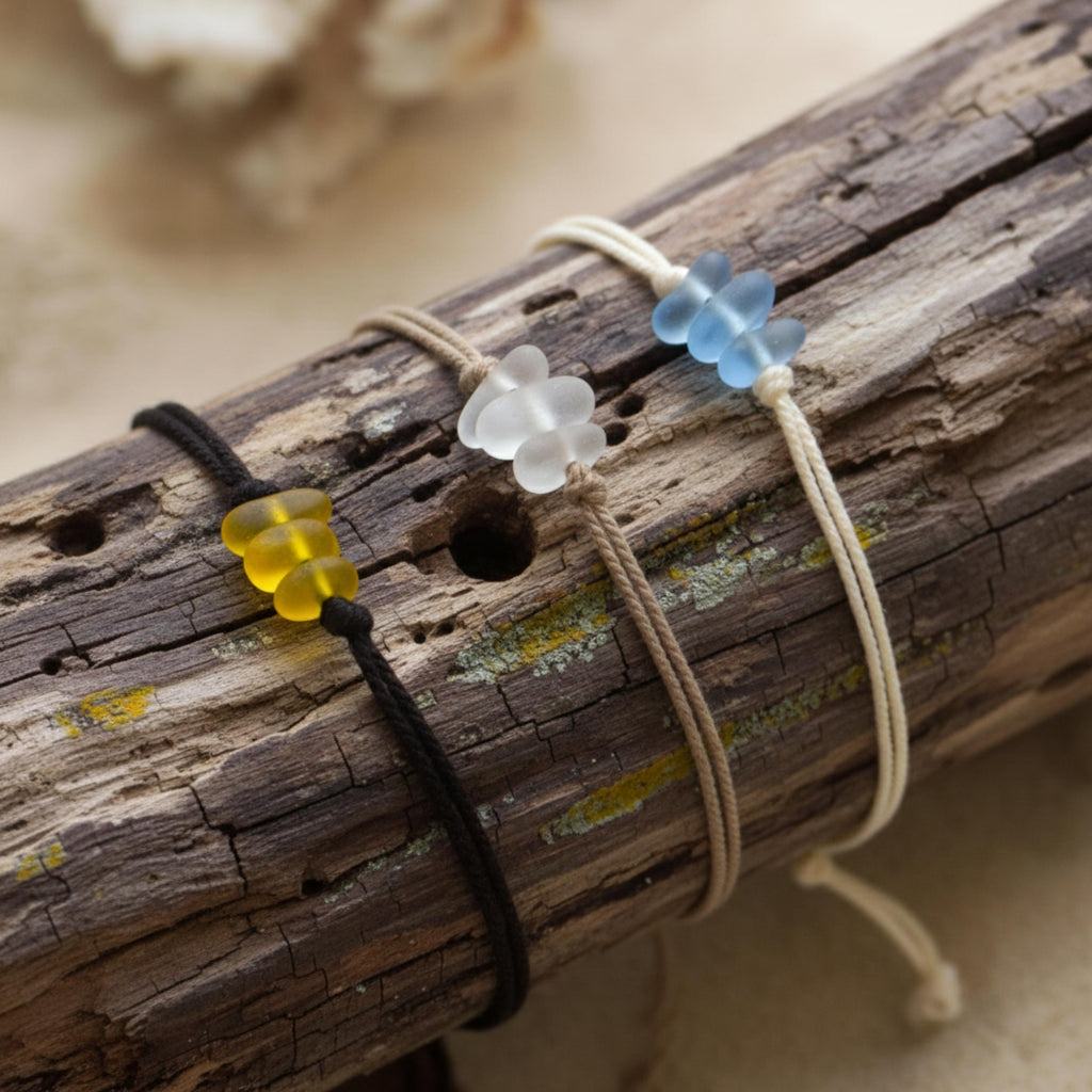 Sea Glass Waxed Cord Bracelet