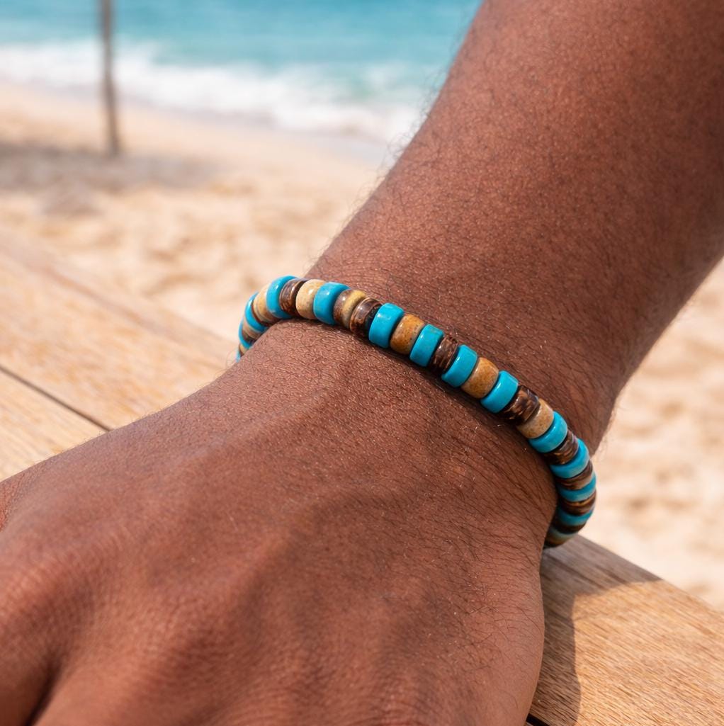 Eco friendly men’s bead bracelet coastal jewelry