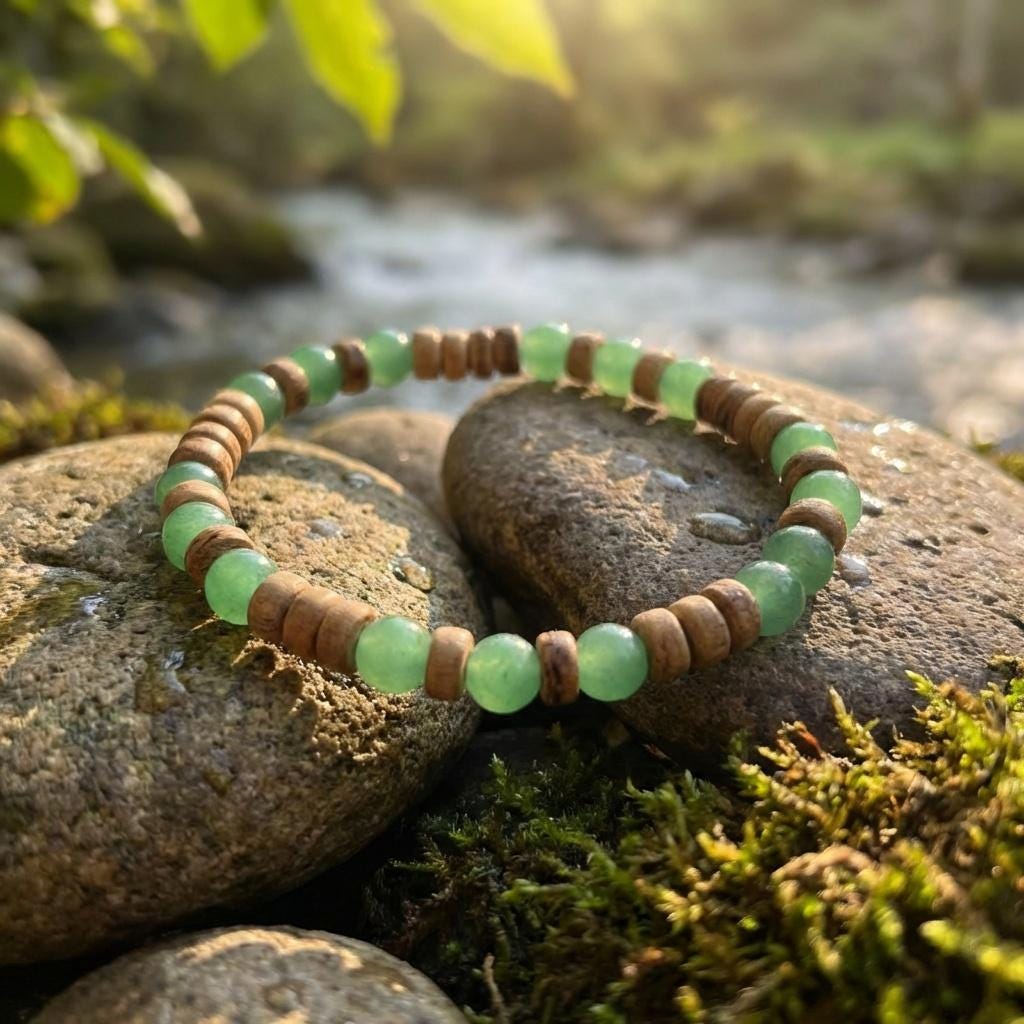 Handmade green aventurine bracelet minimalist style