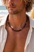Coconut Shell and Wood Bead Cord Necklace