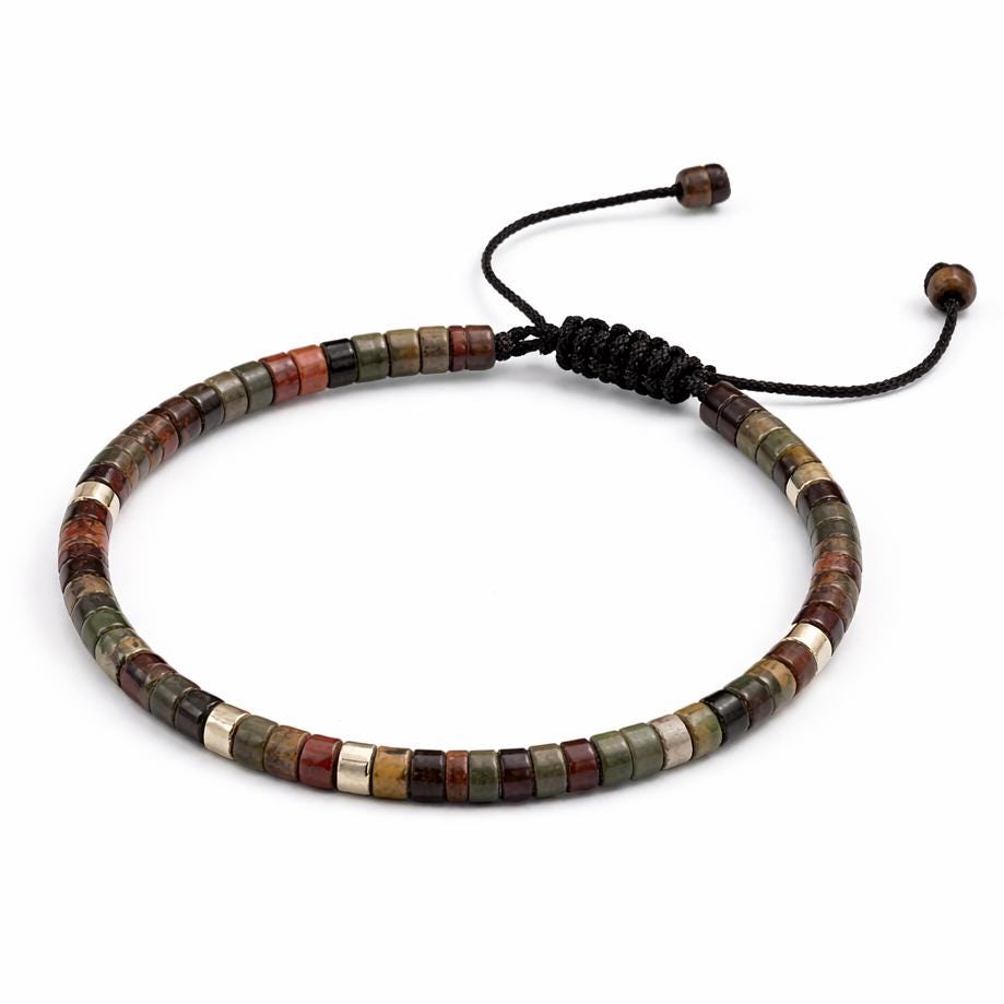 Jasper Disc Bead Macrame Bracelet