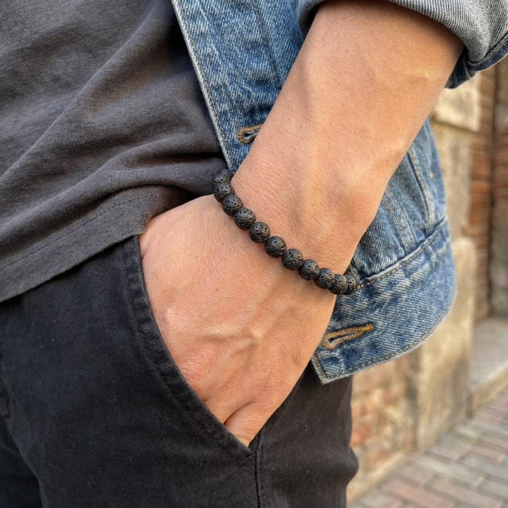 Black Lava Stone Bead Bracelet