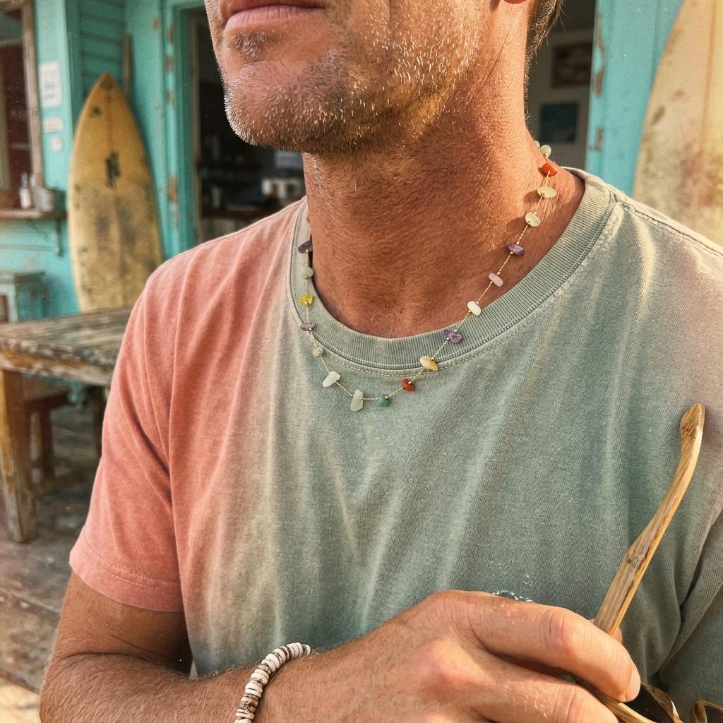 7 Chakra Stone Chip Necklace
