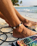 Cowrie Shell and Wood Bead Anklet