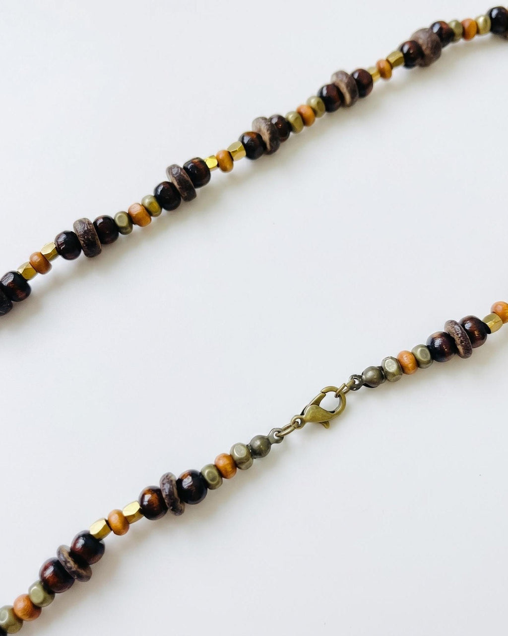 Gold Spike Pendant Bead Necklace