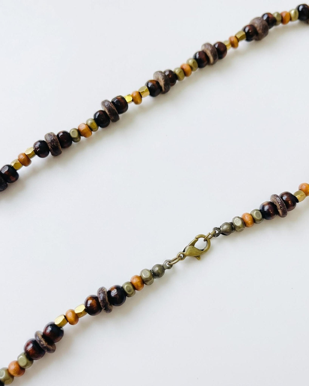 Gold Spike Pendant Bead Necklace