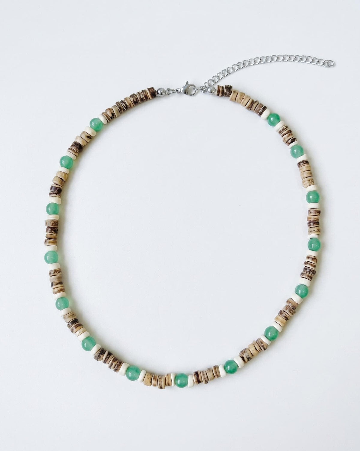 Green Aventurine and Coconut Shell Necklace
