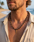Gold Spike Pendant Bead Necklace