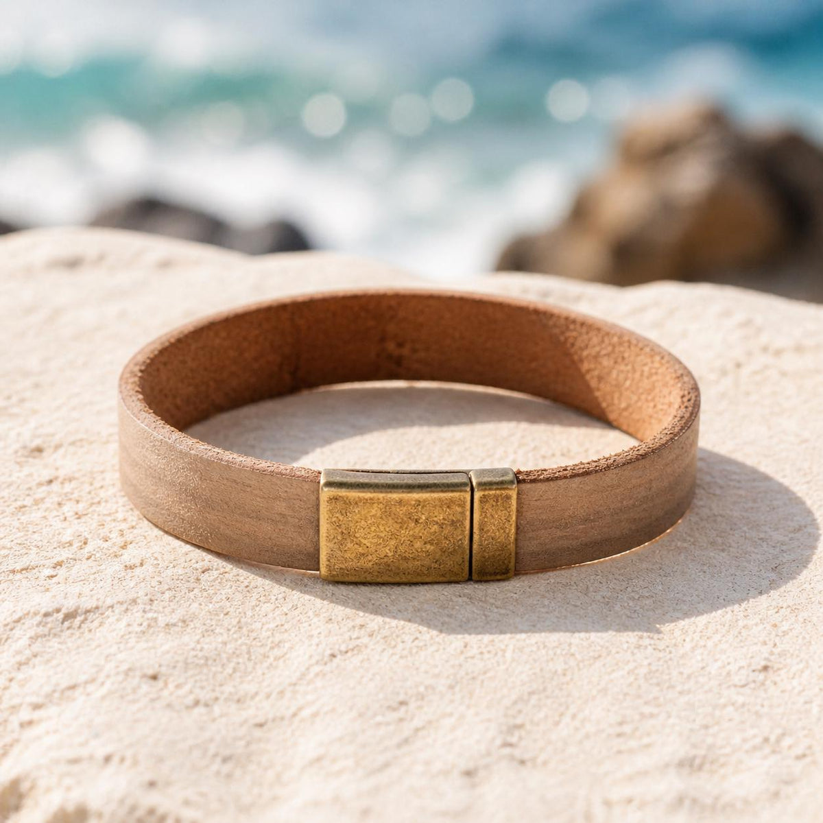 Leather Cuff and Bead Bracelet Stack