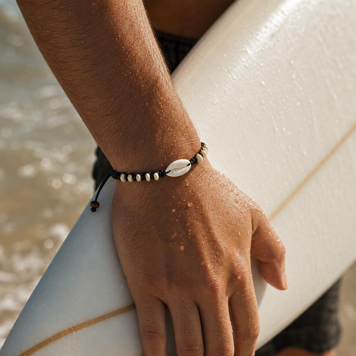 Black Cord Cowrie Shell Bracelet