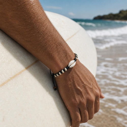 Black Cord Cowrie Shell Bracelet