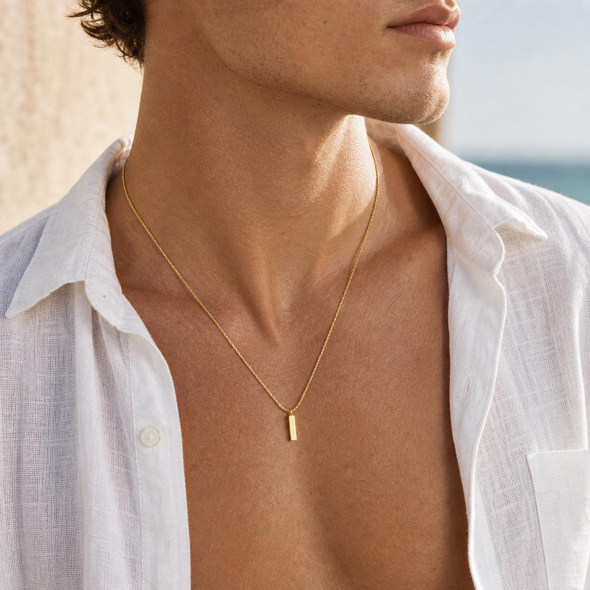 Engravable Gold Bar Necklace