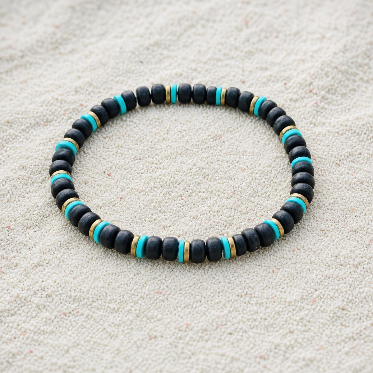 Black Bead and Braided Leather Bracelet Set