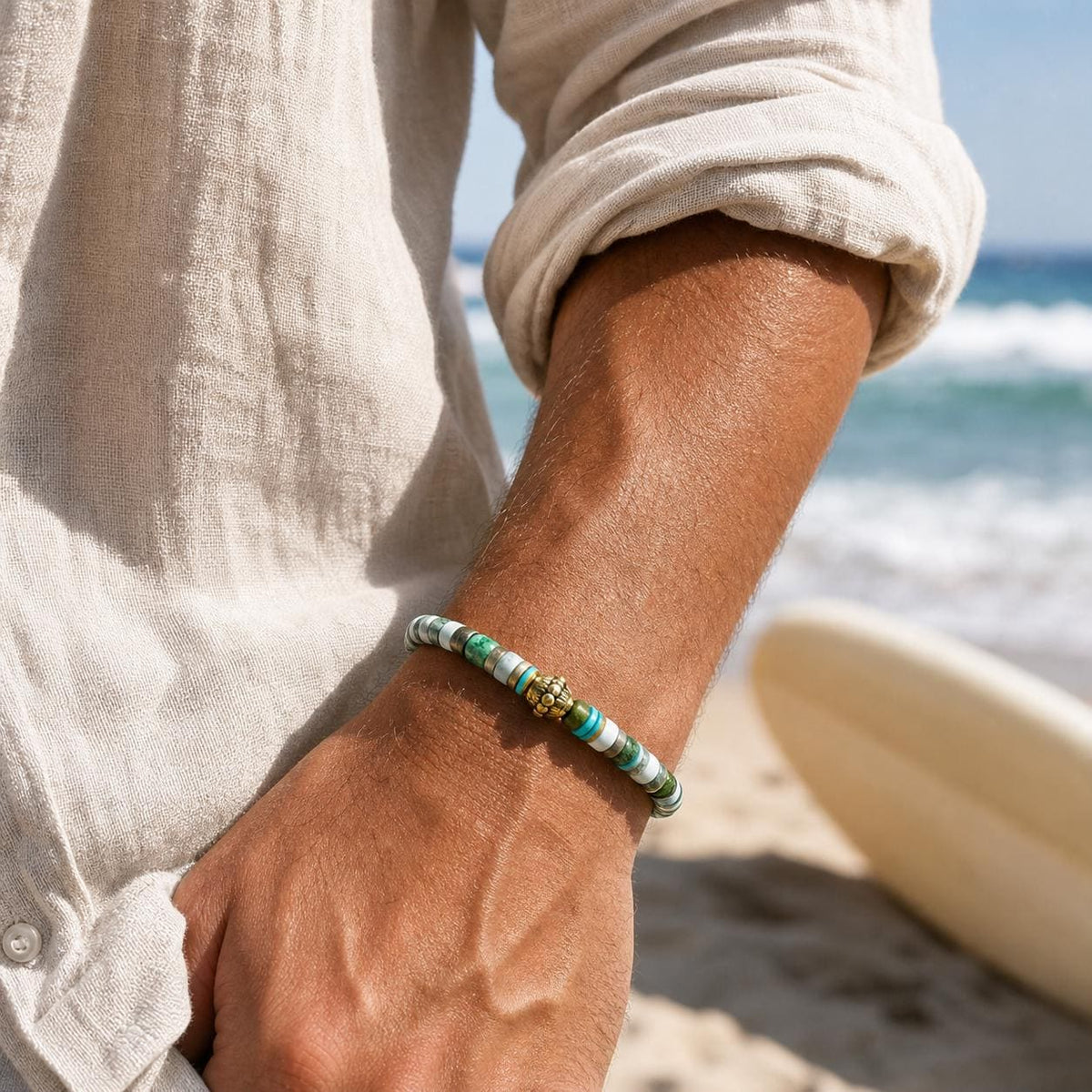 Black Bead and Braided Leather Bracelet Set