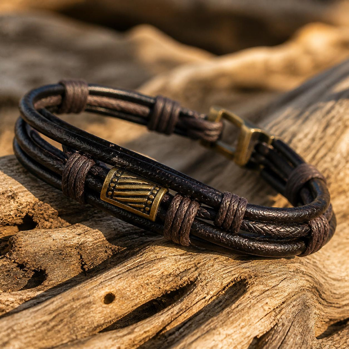 Layered Faux Leather Hook Clasp Bracelet