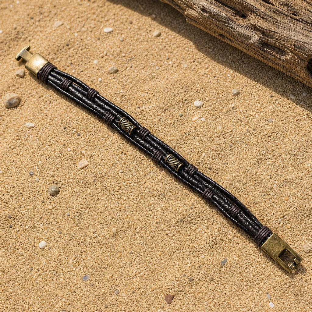 Layered Faux Leather Hook Clasp Bracelet