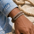 Laced Faux Leather Buckle Cuff