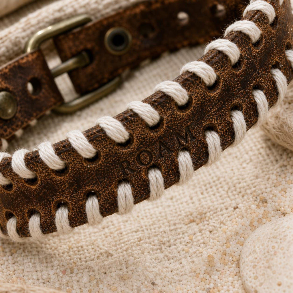Laced Faux Leather Buckle Cuff