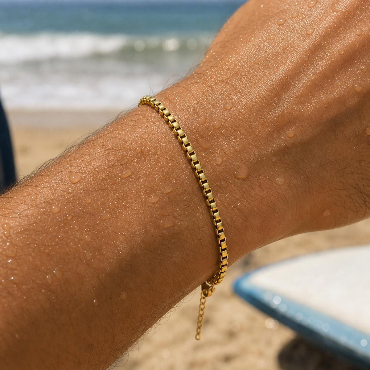 Gold Box Chain Bracelet
