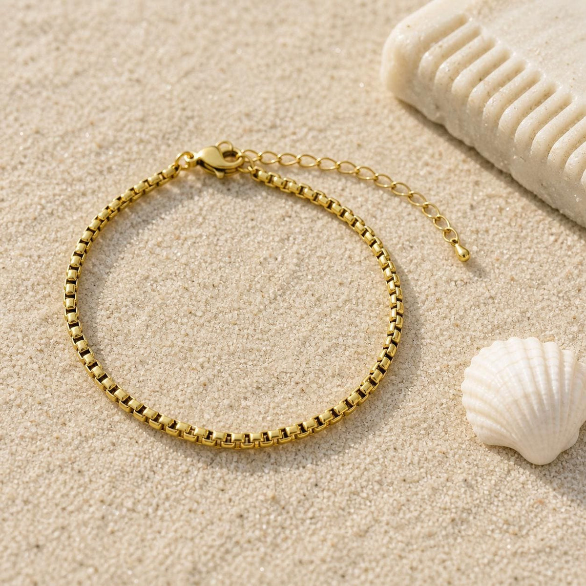 Gold Box Chain Bracelet