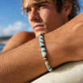 Coconut Shell and Aqua Glass Bracelet