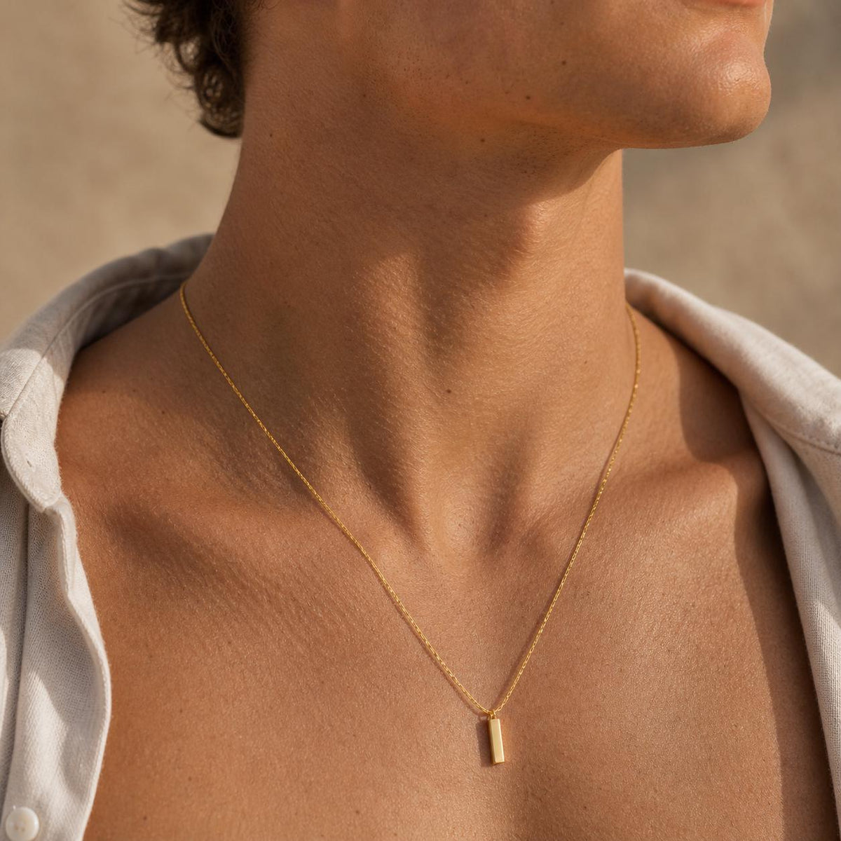 Engravable Gold Bar Necklace