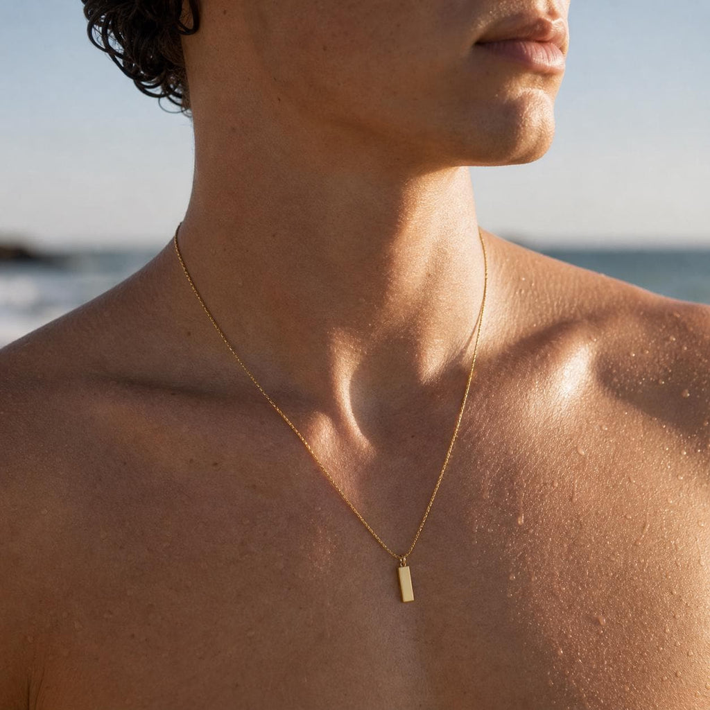Engravable Gold Bar Necklace