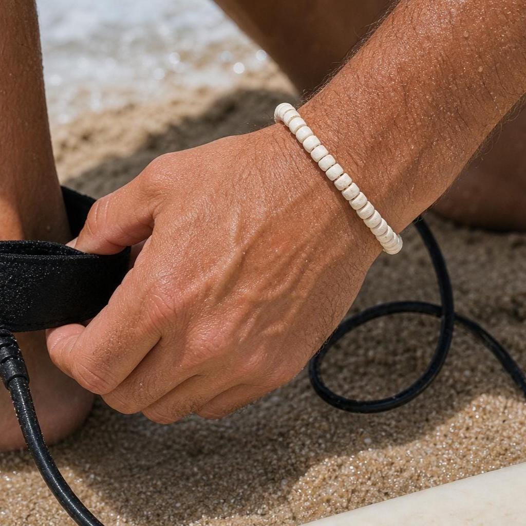 Raw Coconut Shell Stretch Bracelet