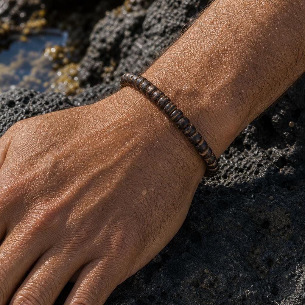Raw Coconut Shell Stretch Bracelet