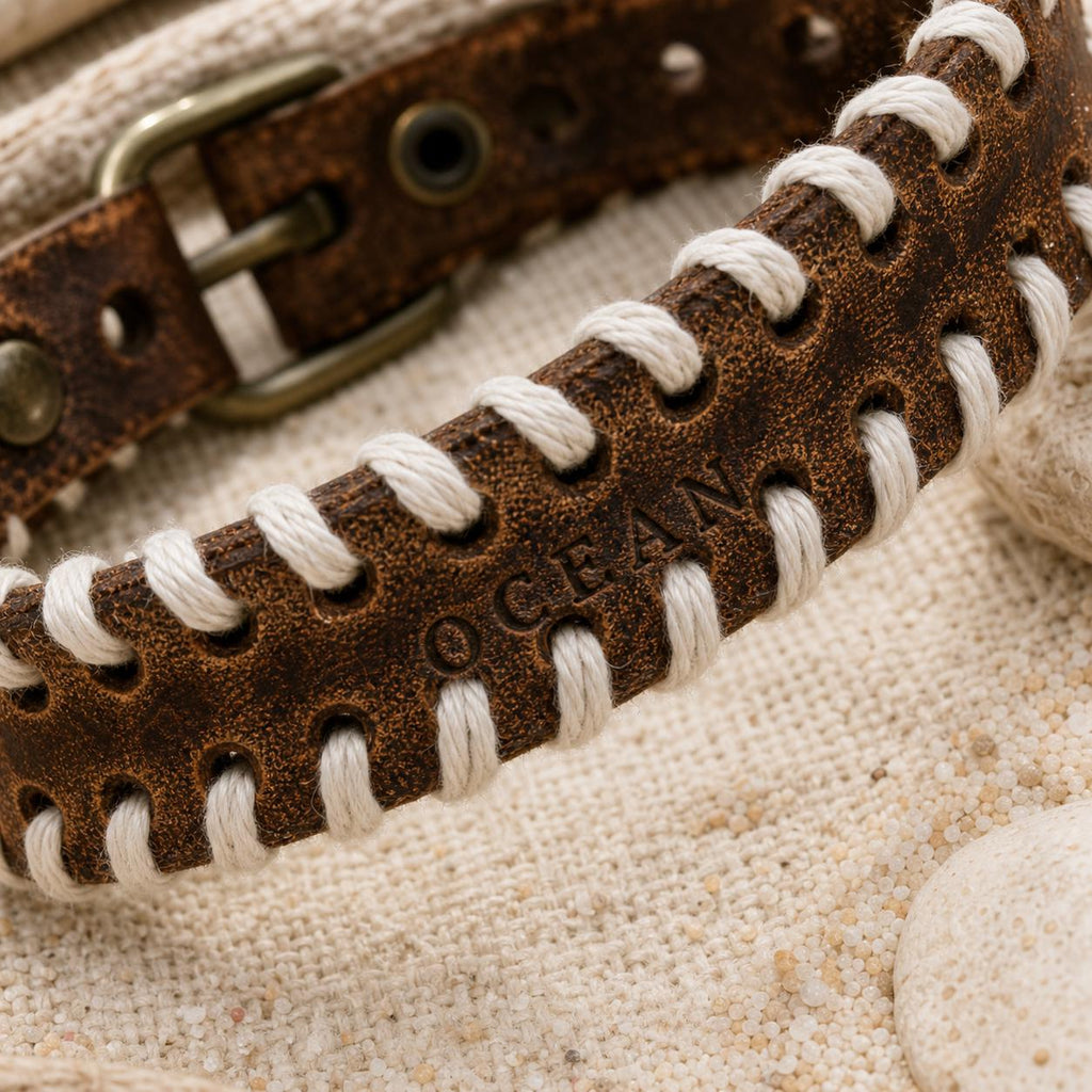 Laced Faux Leather Buckle Cuff