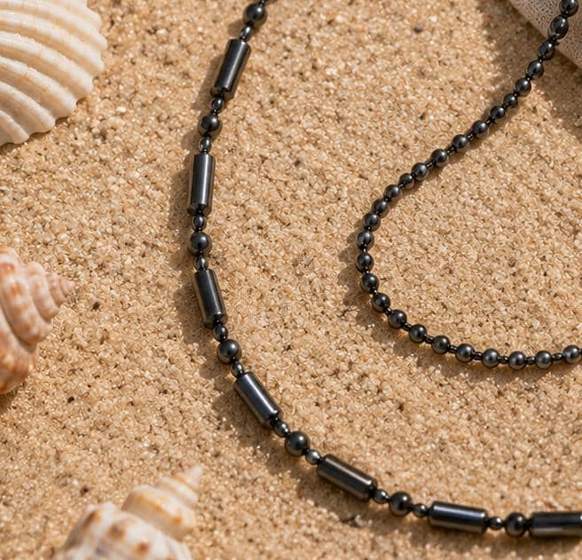 Stainless Steel Bead Chain Necklace Set