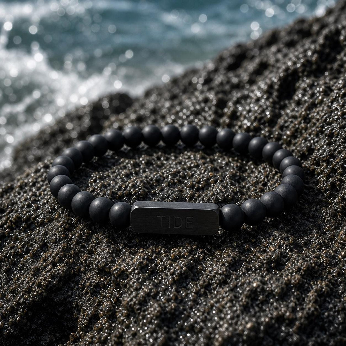 Engravable Black Steel Bar Bracelet