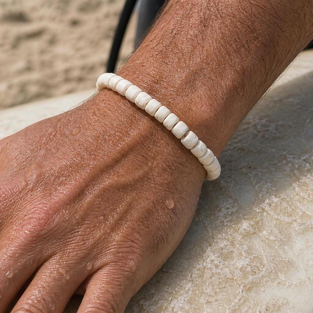Raw Coconut Shell Stretch Bracelet