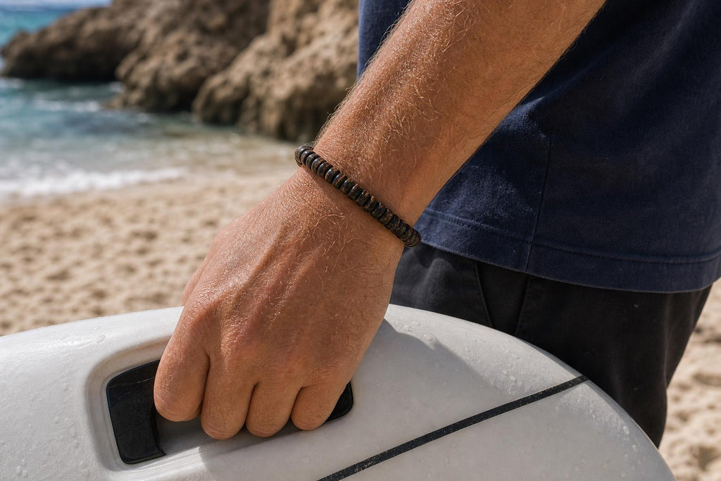 Raw Coconut Shell Stretch Bracelet