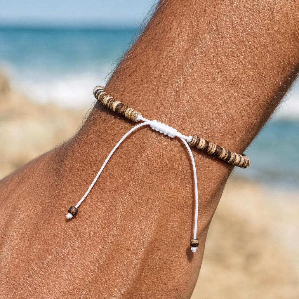 Coconut Shell Disc Bead Cord Bracelet
