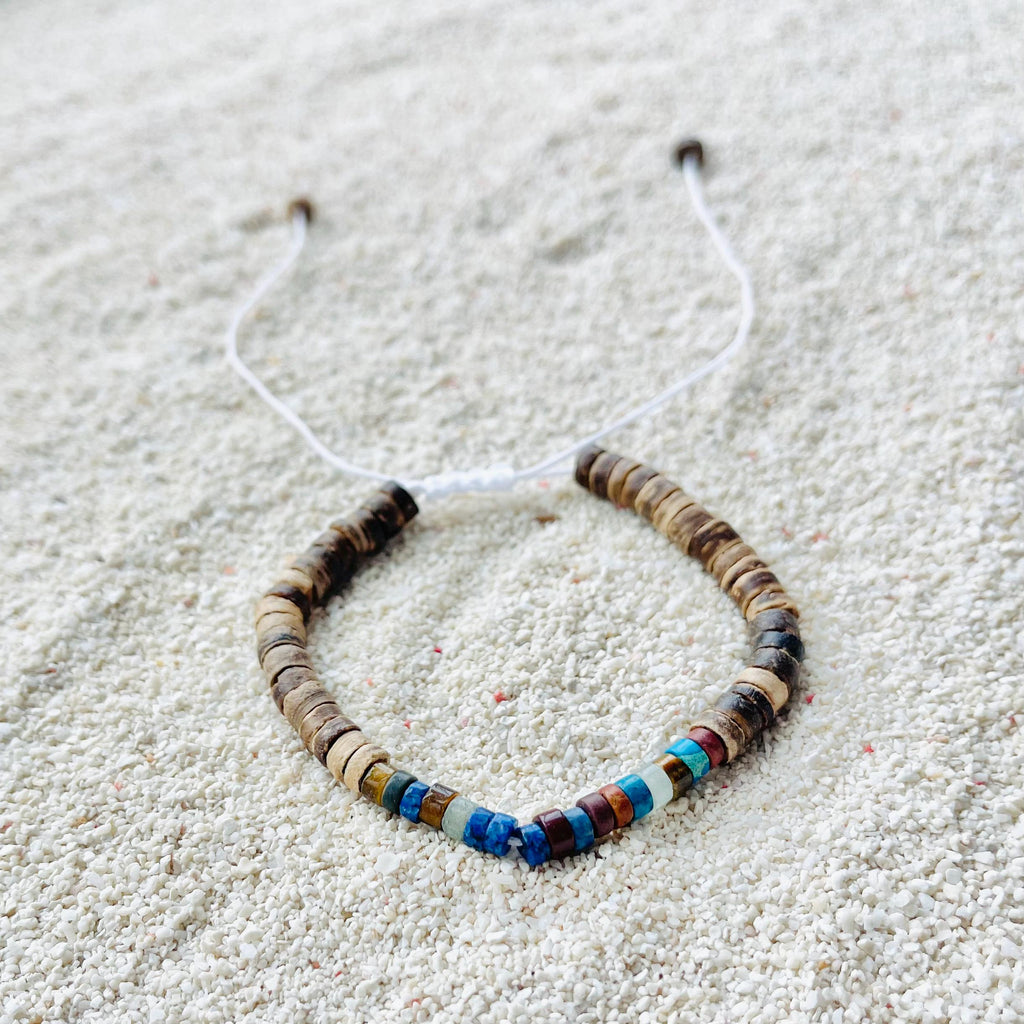 Coconut Shell Disc Bead Cord Bracelet