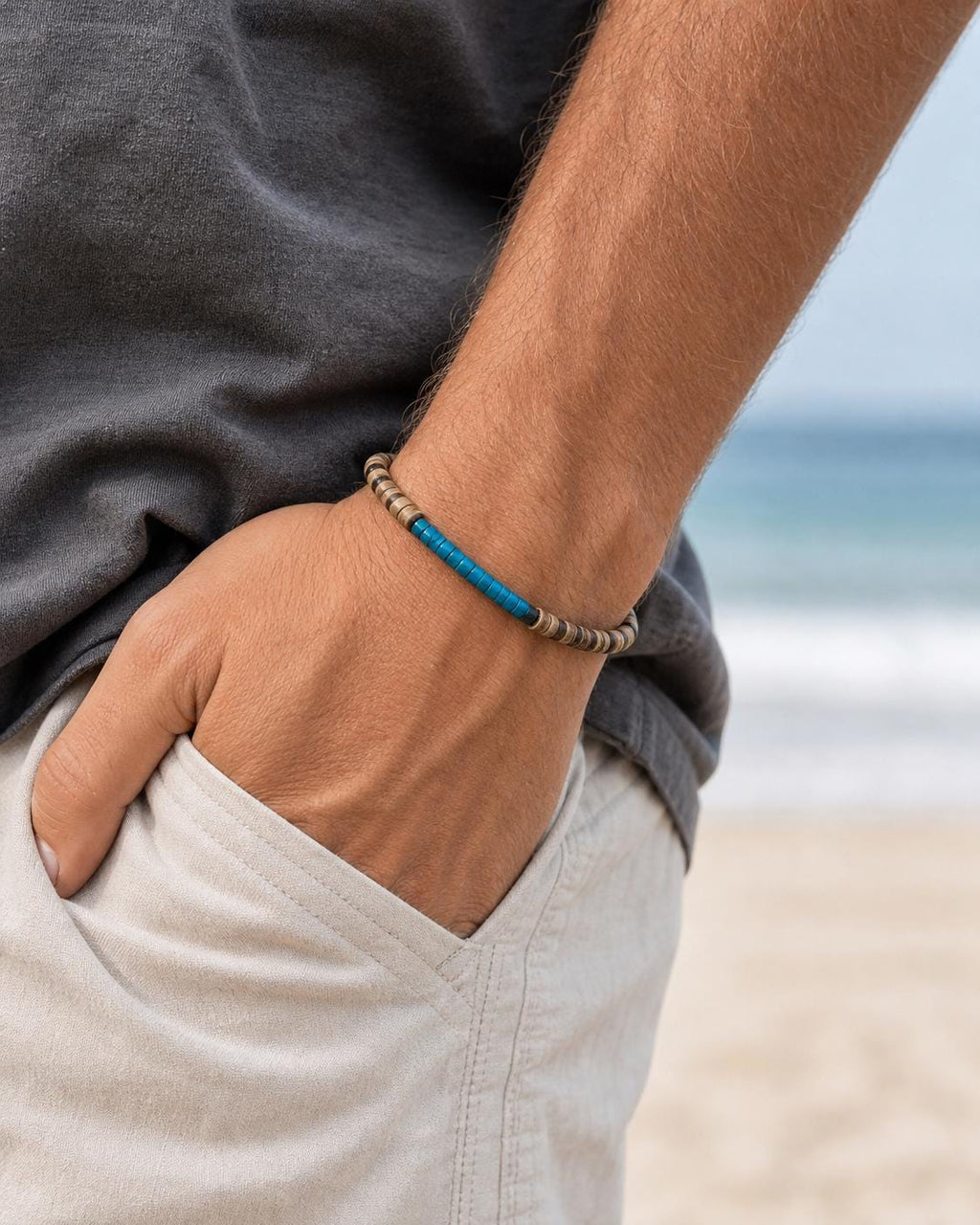 Turquoise-Tone Heishi Cord Bracelet