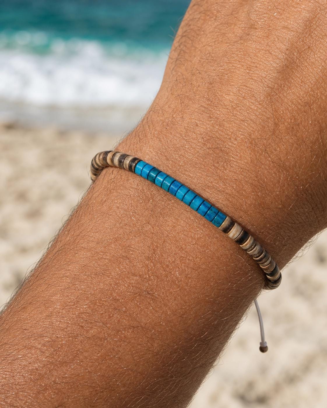 Turquoise-Tone Heishi Cord Bracelet